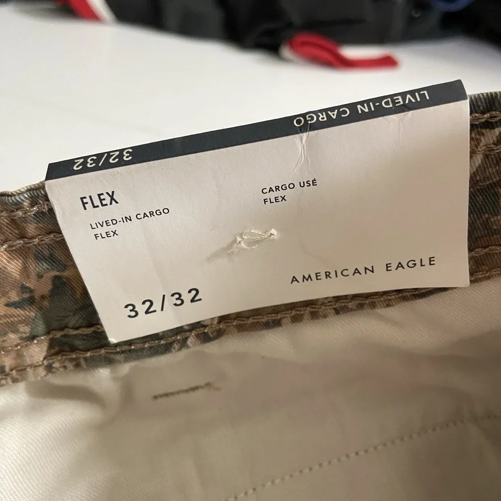 American Eagle Pants Mens 32x28 Camo Cargo Pockets Flex Outdoor Workwear NWT